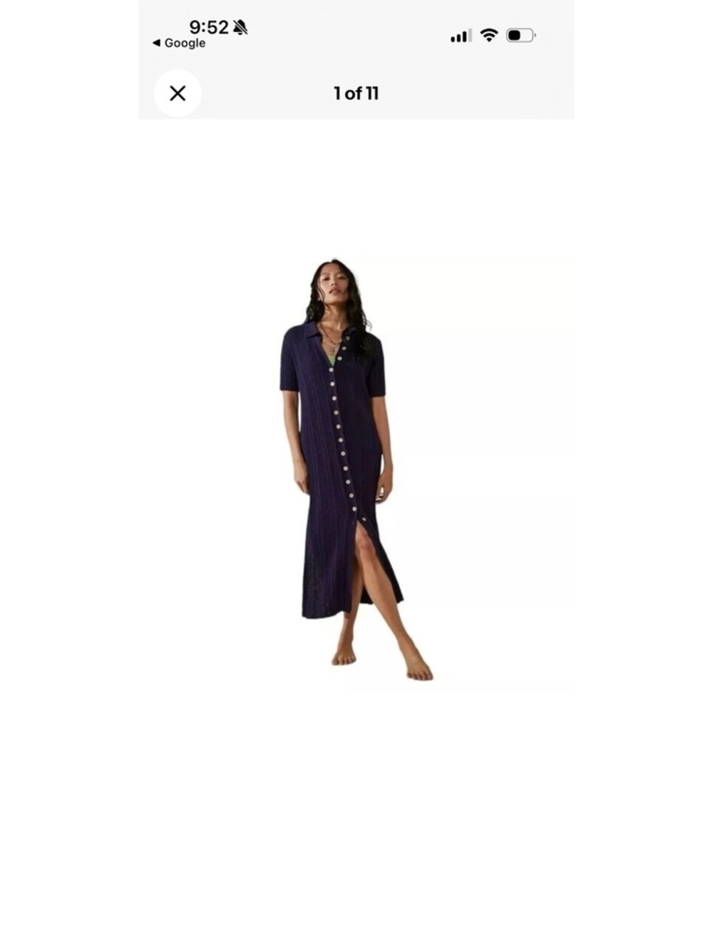 FP Beach riding waves Black Knit Ribbed Button Front midi dress free people M